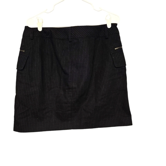 Banana Republic Black Metallic Silver Stripe Zip Cargo Mini Jean Skirt Size 12 - Picture 2 of 6
